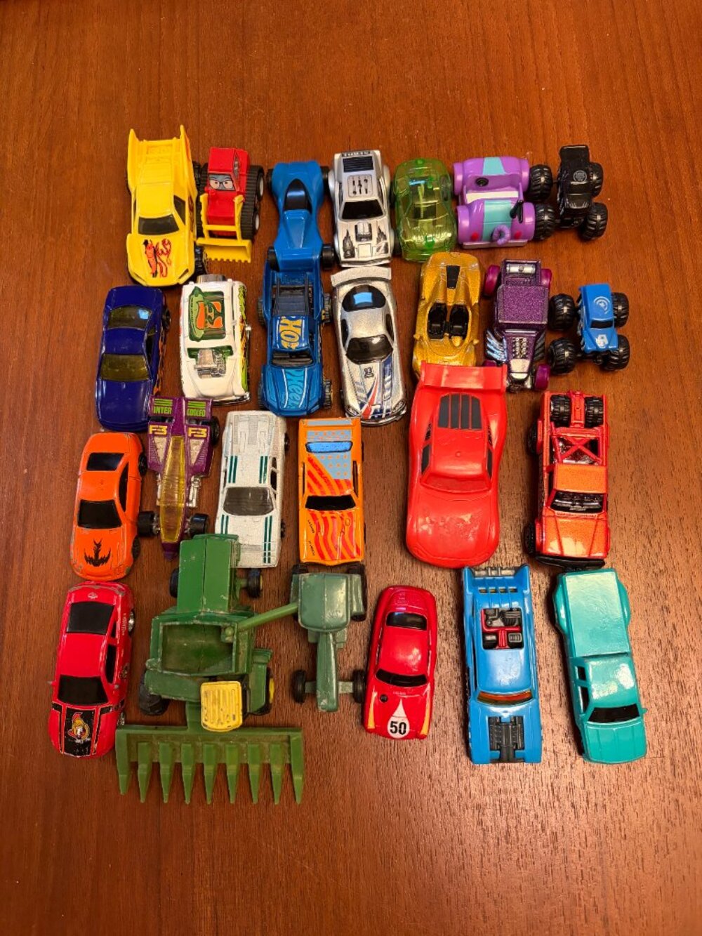Lot of 26 Small Metal & Plastic Toy Cars & Tractors Used